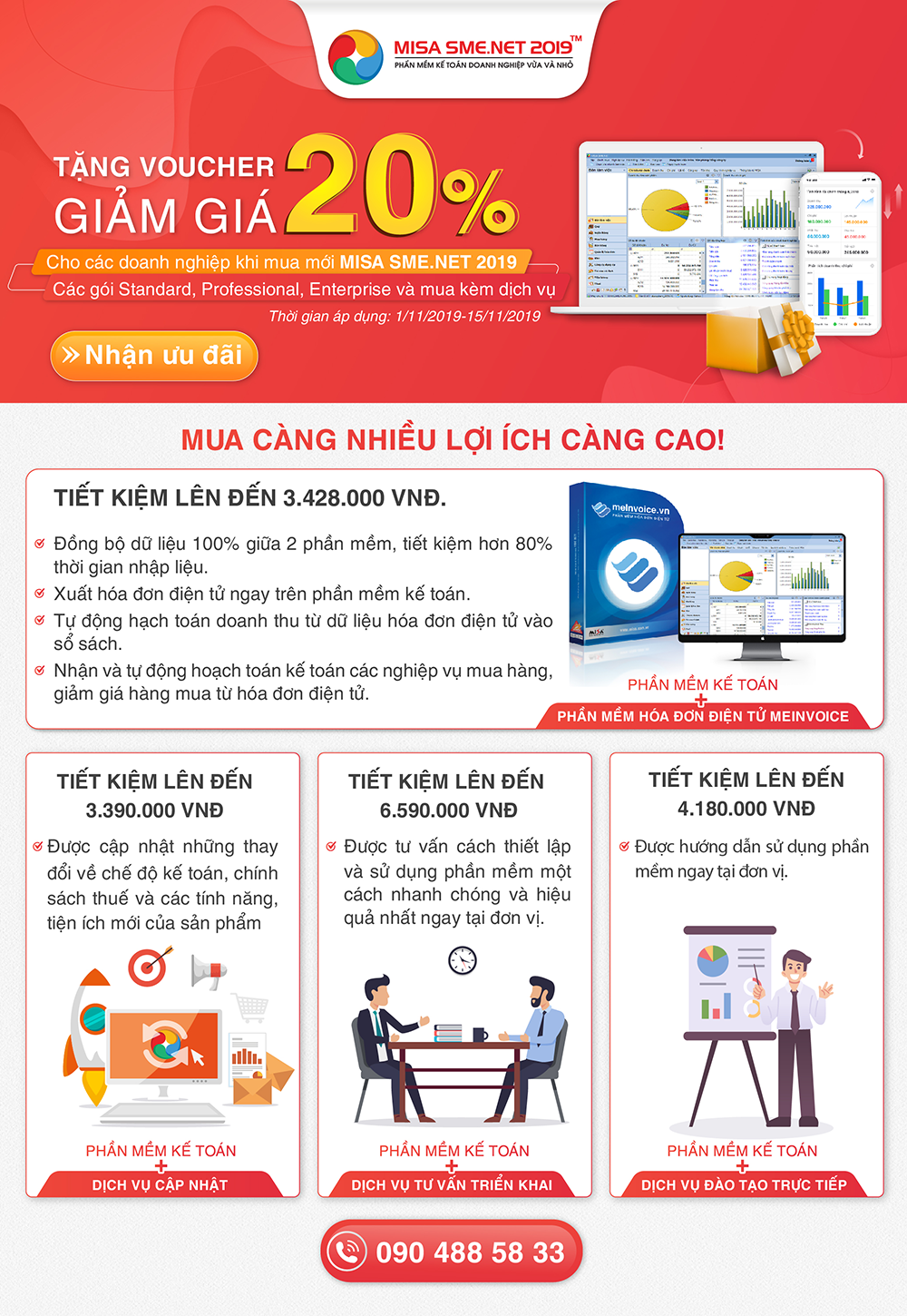 Tặng voucher 20% khi mua mới phần mềm kế toán MISA SME.NET