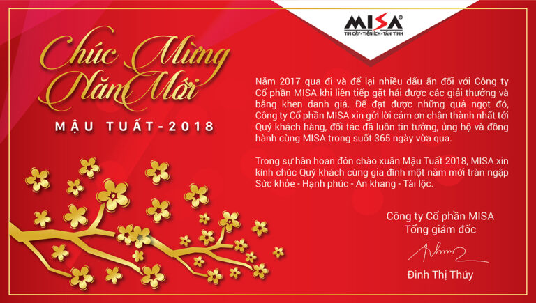 Công ty Cổ phần MISA thông báo lịch nghỉ Tết Mậu Tuất 2018 và thông tin liên hệ khi cần hỗ trợ